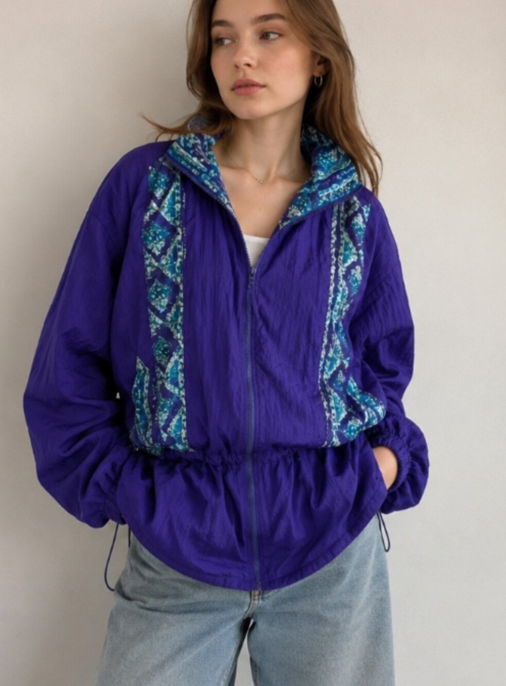Vintage 90s Beyond Performance Purple Crinkle Nylon Windbreaker Oversized M